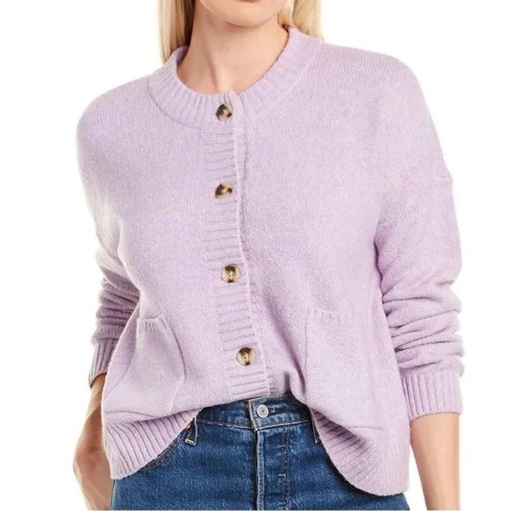 Madewell Lilac Button-Up Knit Cardigan